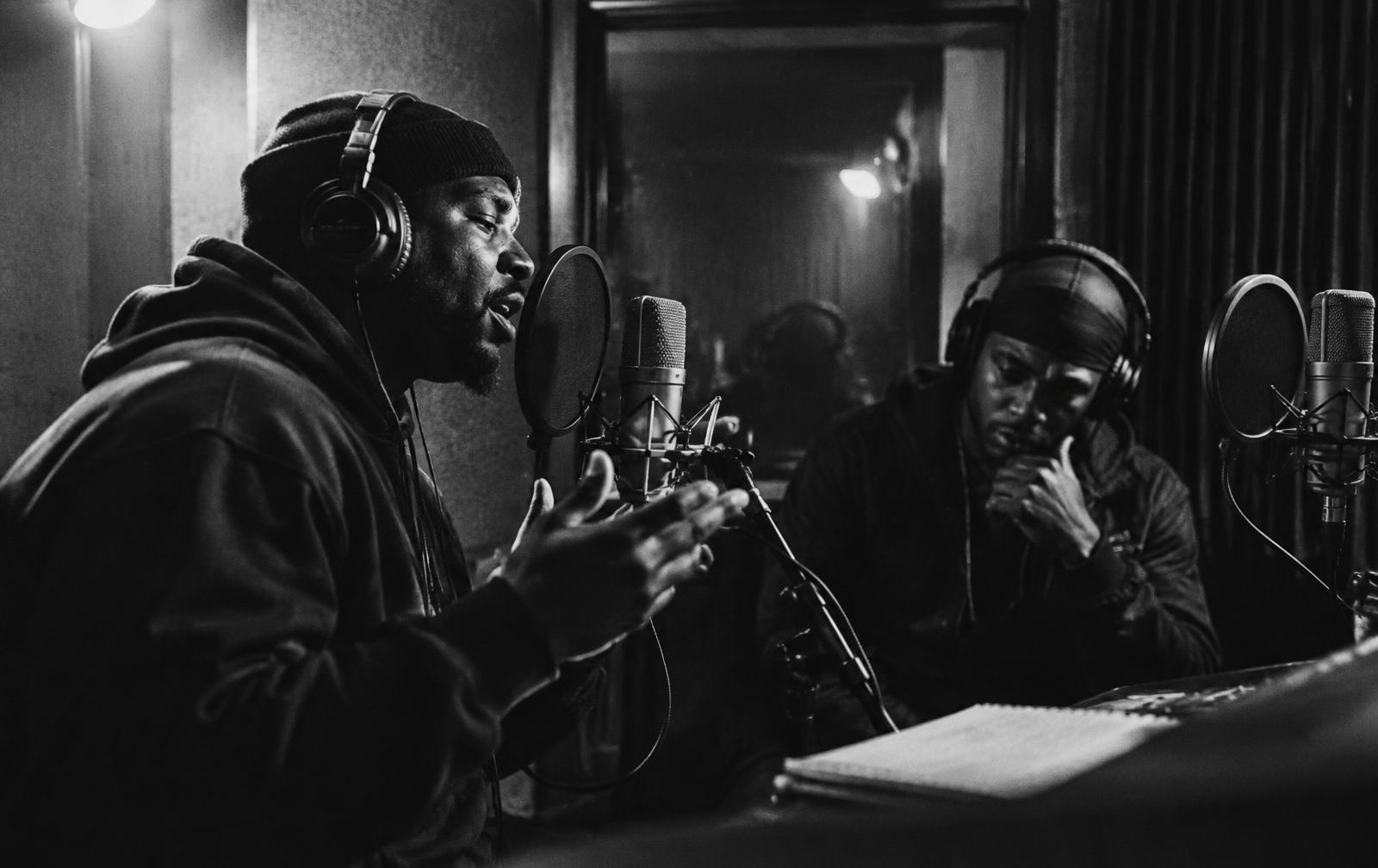 Artists collaborating in a studio